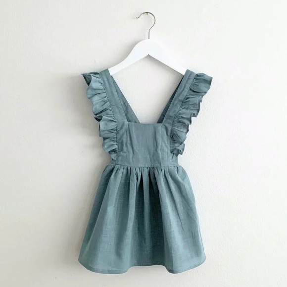 Other - NWT Girls Linen Dress Adorable Bohemian Spring & Summer Cute Boutique Blue 2T